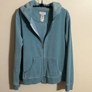 Liz Claiborne Light Blue Terry Cloth Hooded Sweatshirt, Size XL